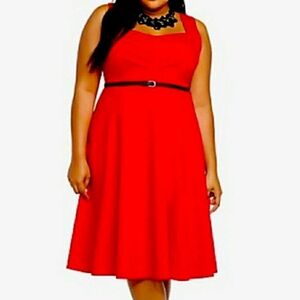 Torrid Rockabilly Retro Red Dress Size 26